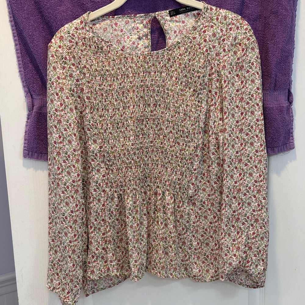 NWT Zara Pink Floral Blouse